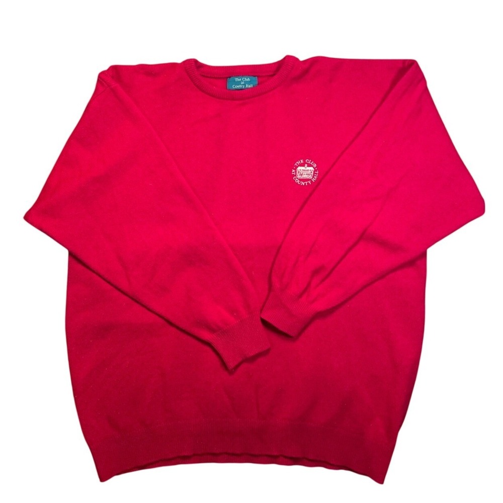 Rare Luxury Resort The Club Country Club Mens 100% Lambswool Red Sweater Sz XL